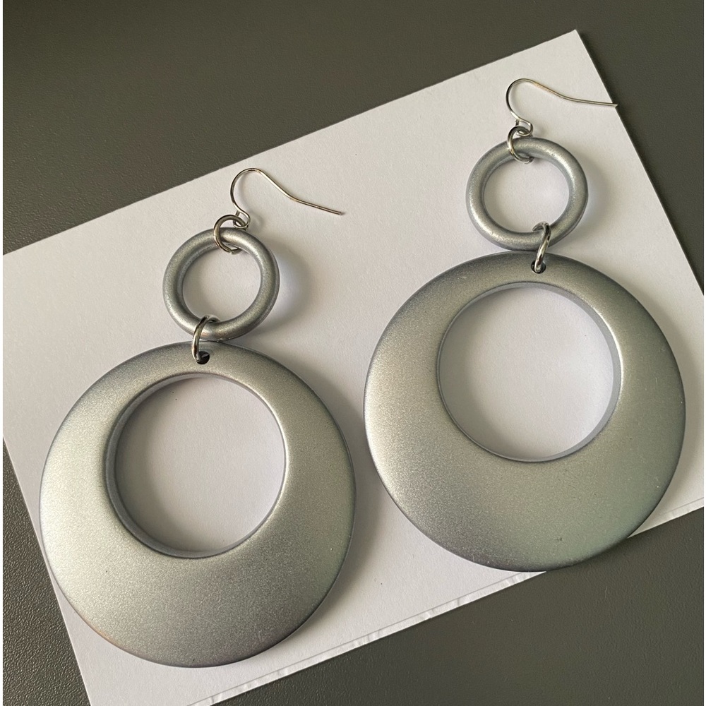 Large Acrylic Double Hoop Dangle Pierced Statement Earrings
